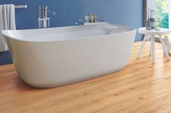 Herringbone flooring in light grey and beige